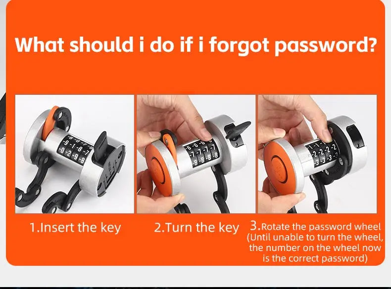 WEST BIKING Folding Bike Lock Combination Anti-theft Lock Portable E-Bike Heavy Duty Chain Lock Bicycle Cycling Accessories