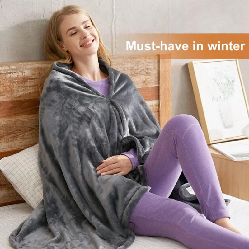 Wearable Electric Blanket Office USB Electric Heated Blanket Washable Winter Warm Blanket 3 Heating Levels Throw Blanket