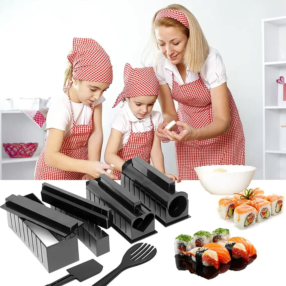 3/10Pieces Sushi Molds 10Shapes Sushi Rice Making Kit Easy Home DIY Sushi Tool Kitchen for Beginners Instruction Manual Included