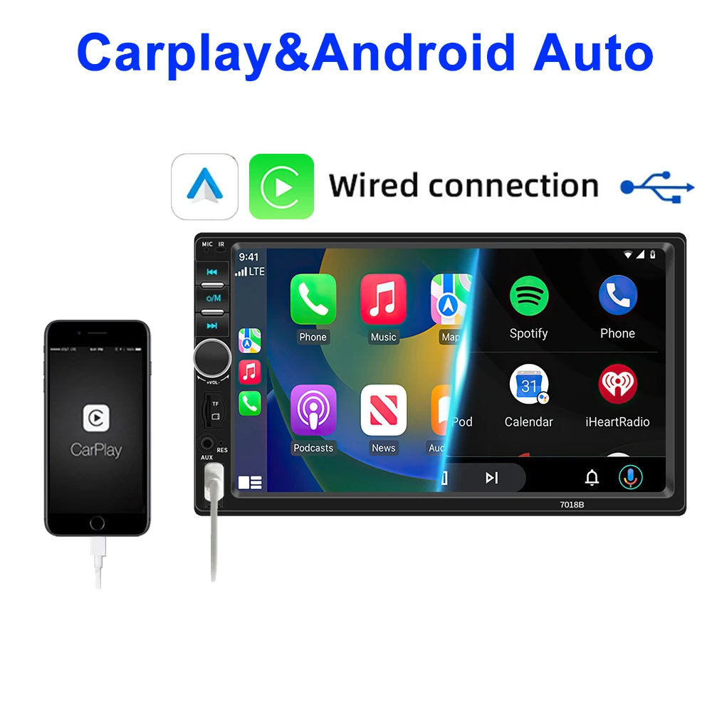 2 din 7 inch IPS Car Radio Multimedia CarPlay Android Auto 2din Autoradio Car Stereo Universal   Head Unit Rear View AHD Camera