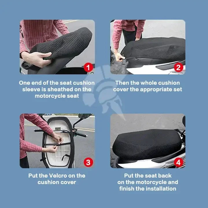 Motorcycle 3D Mesh Fabric Anti-skid Pad Scooter Seat Electric Bike Seat Cover Summer Breathable Covers Cushion Net Cover New