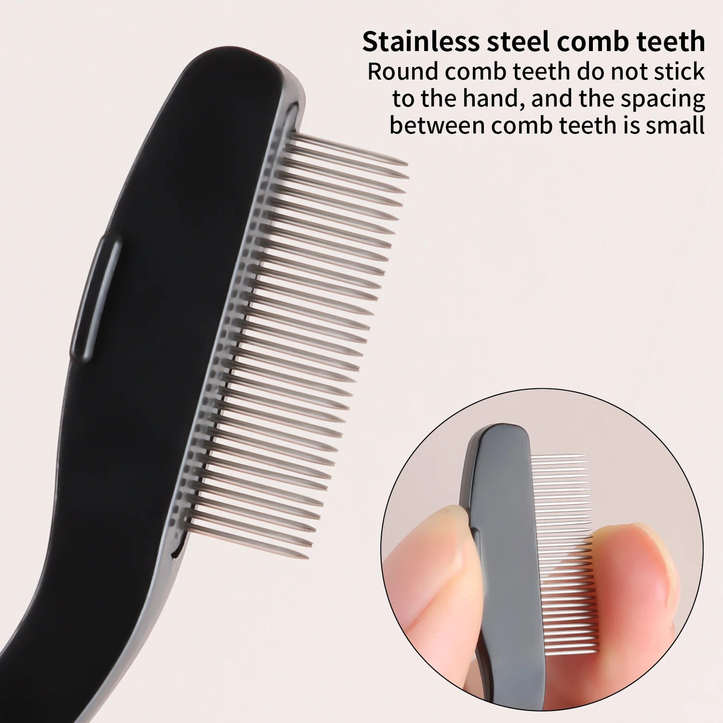 1-pack curved design eyelash beauty folding separator portable eyelash brush comb eyelashes stainless steel eyelash combing tool