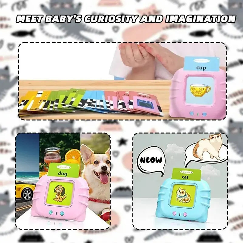 Early Education Flash Card Machine Cat Shape Learning Talking Language English Electronic Audio Book Toy Children Birthday Gift