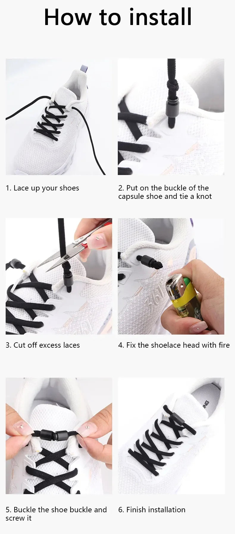 Elastic laces Sneakers Colorful Options No tie Shoelace for Sports Round Shoelaces without ties Kids Adult Shoes  Accessories