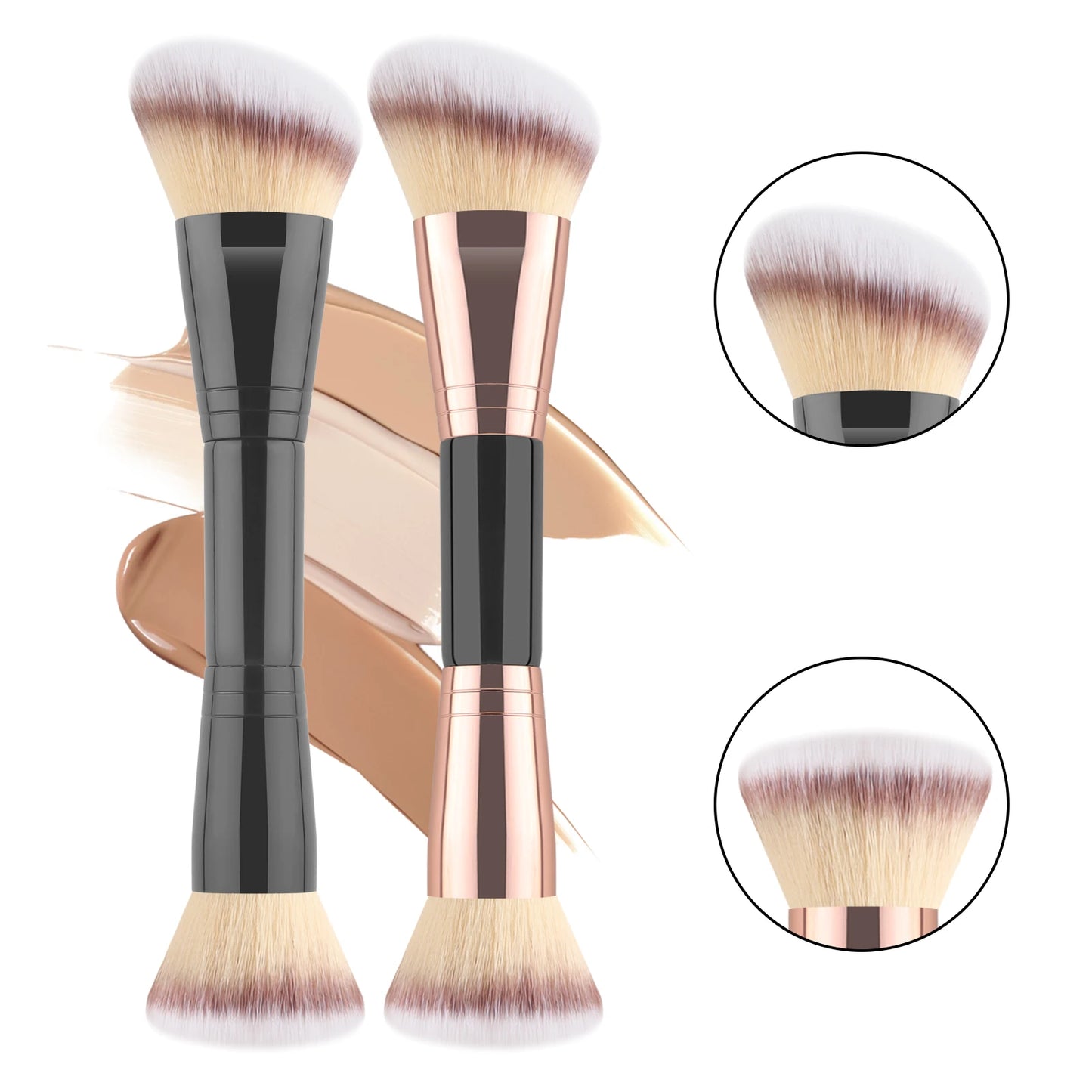 Concealer Brush, 1pcs Wooden Classic Double headed design Multifunctional Makeup Brush Cosmetic Makeup Tool for Beginner