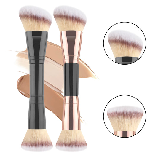 Concealer Brush, 1pcs Wooden Classic Double headed design Multifunctional Makeup Brush Cosmetic Makeup Tool for Beginner