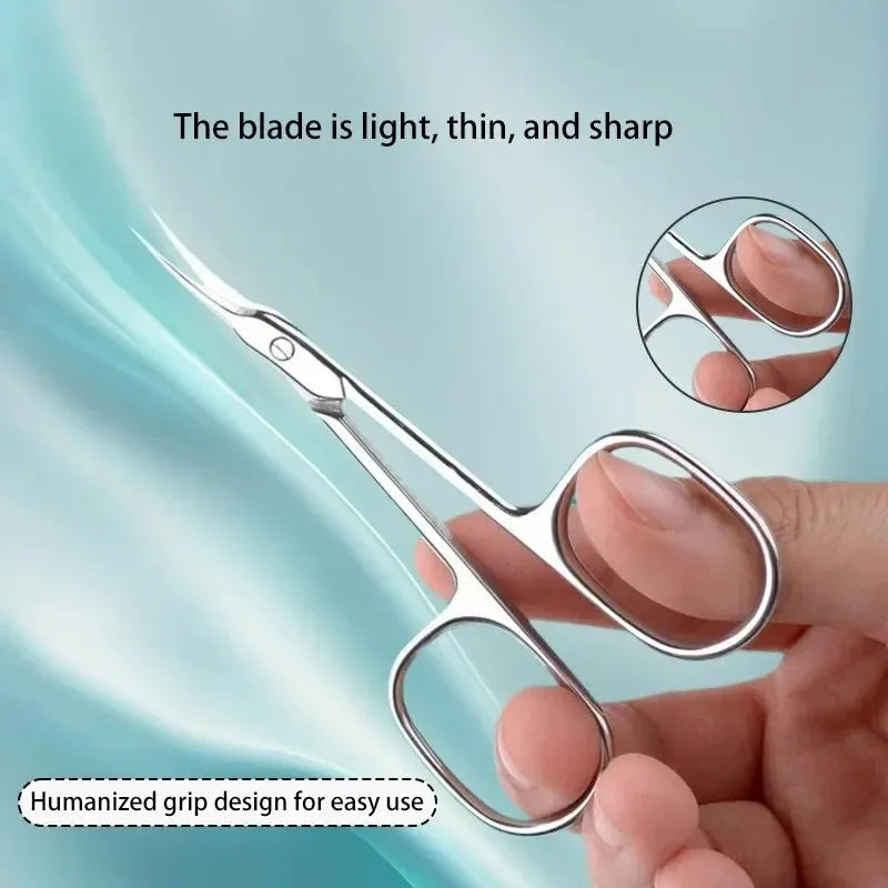 Precision Stainless Steel Cuticle Scissors - Thin Blade Nail Clippers for Manicure and Eyebrow Trimming - Dead Skin Remover