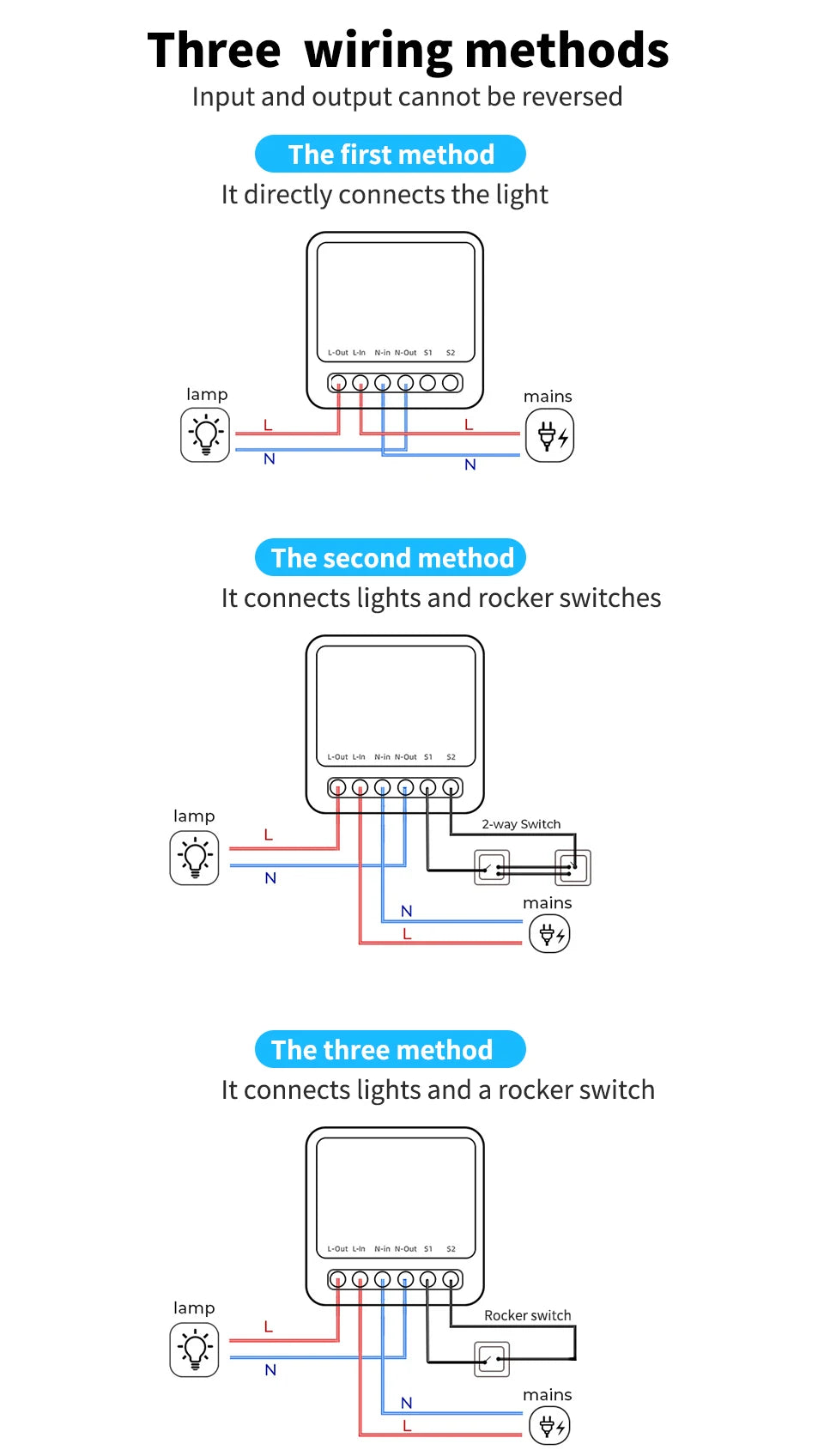 QNCX Tuya WiFi Smart Switch 16A Support 2-Way DIY Switches Timer Module Support Alexa Google Home Alice Voice Control Smart Life