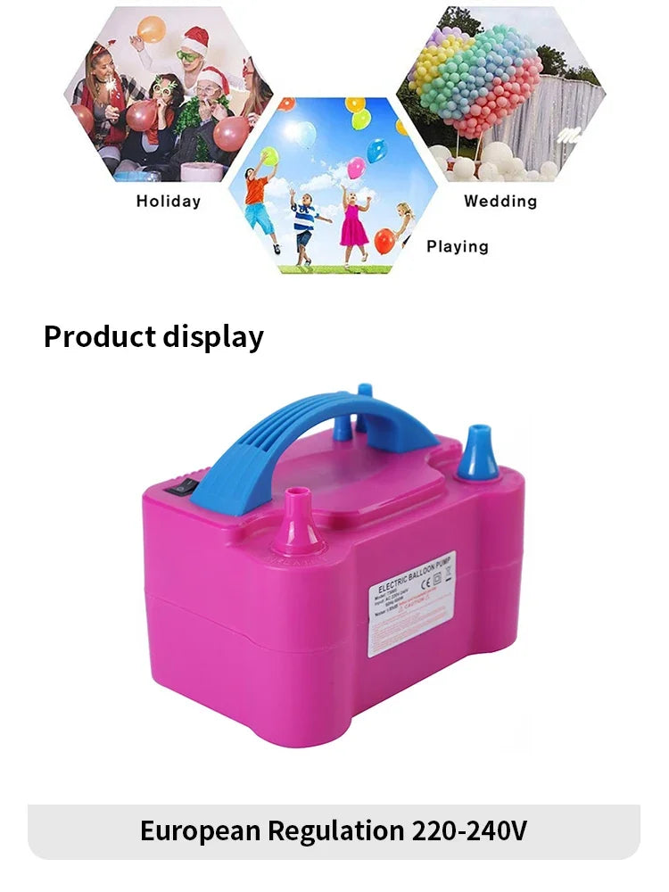 High Voltage Double Hole AC Inflatable Electric Balloon Pump EU Plug Electric Air Balls Pump All Style Inflator Pump Portable Ai