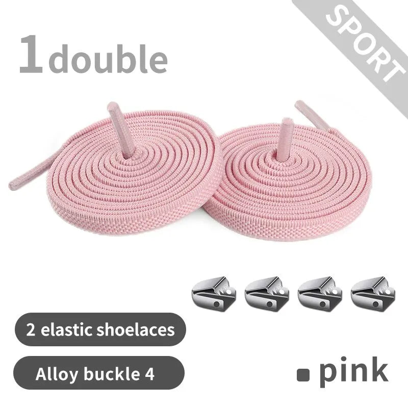 2 Pacs Elastic Shoe Laces Semicircle No Tie Shoelaces for Kids and Adult Sneakers Shoelace Quick Lazy Metal Lock Laces