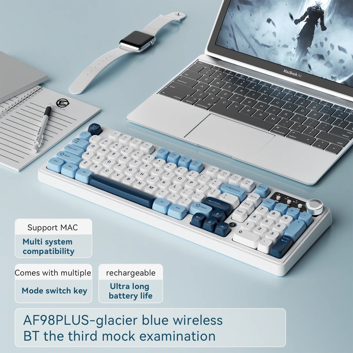 AJAZZ AF98 wireless\wired-film keyboard film keyboard feel 99-key desktop computer external office gaming game home typing