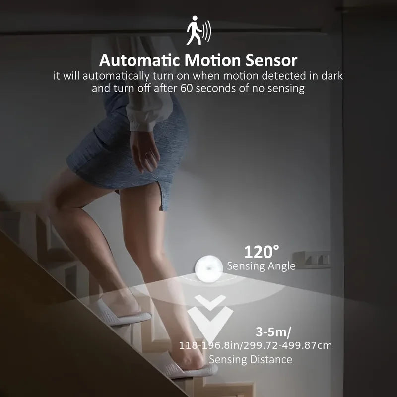 3pcs Motion Sensor Night Lights in Warm White/Cold White - Adjustable Brightness, Automatic On/Off, Ideal for Bedside, Stairs, U