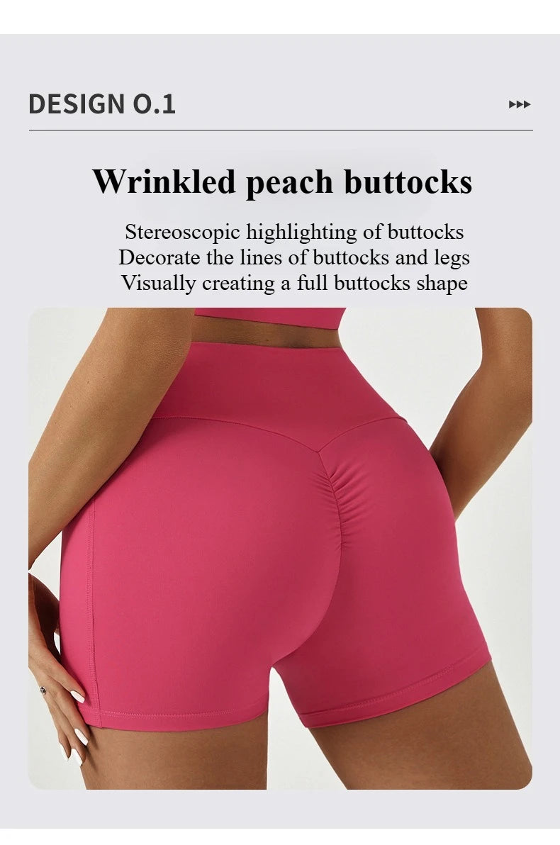 Tight Fitting Hip Yoga Shorts Pockets Women High Waisted Fitness Outdoor Leggings Scrunch Lifting Yoga Biker Shorts