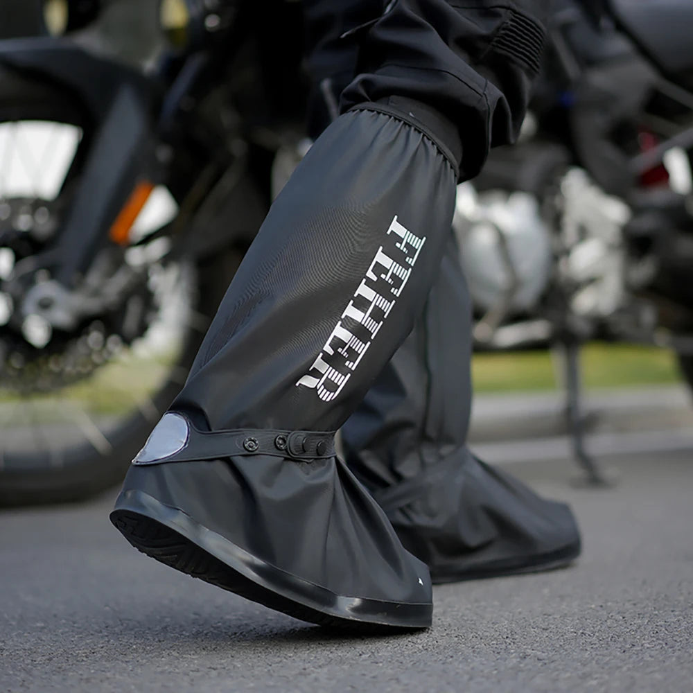 High Tube Motorbike Rain Shoe Covers Waterproof Reusable Motorcycle Cycling Bike Rain Boot Reflective Rainproof Shoes Cover