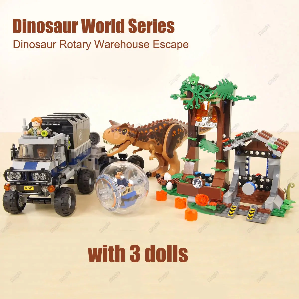 Dinosaur World Tyrannosaurus Rex Great Escape Educational MOC Building Block DIY Toys Give Away Three Dolls Birthday Boy Gifts