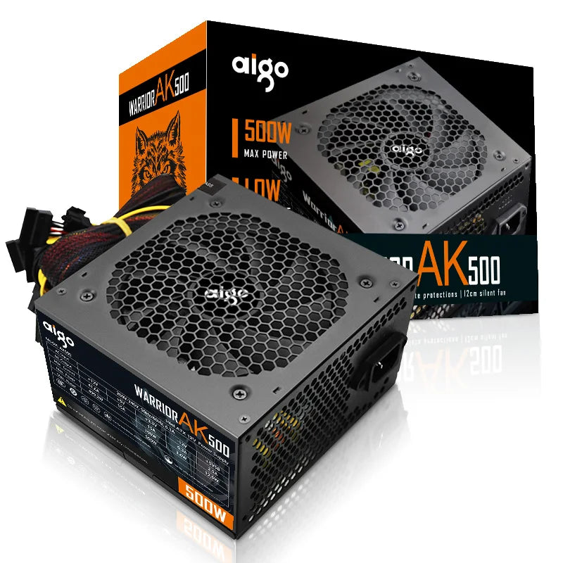 Aigo AK PC PSU Power Supply Unit 500W 600W 700W 800W 1000W Gaming 120mm RGB Fan 220V ATX Desktop computer Power Supply for BTC