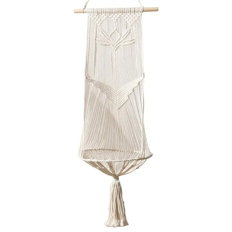 Boho Cat Swing Bed Hand-Woven Bohemia Cat Bed Kitten Hammock Bed Space-Saving Swing Bed For Home Living Rooms Balcony Bedrooms