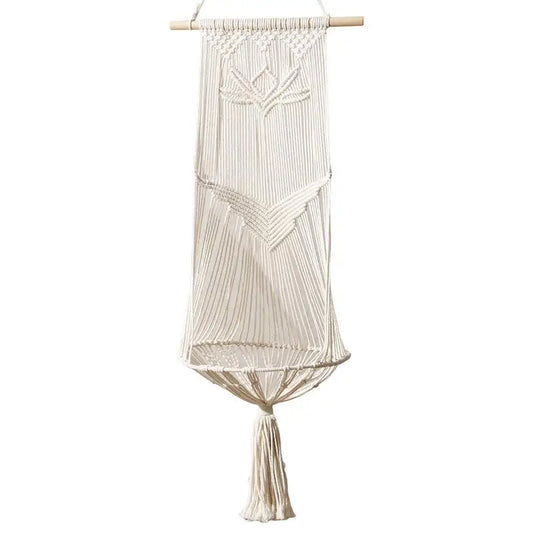 Boho Cat Swing Bed Hand-Woven Bohemia Cat Bed Kitten Hammock Bed Space-Saving Swing Bed For Home Living Rooms Balcony Bedrooms