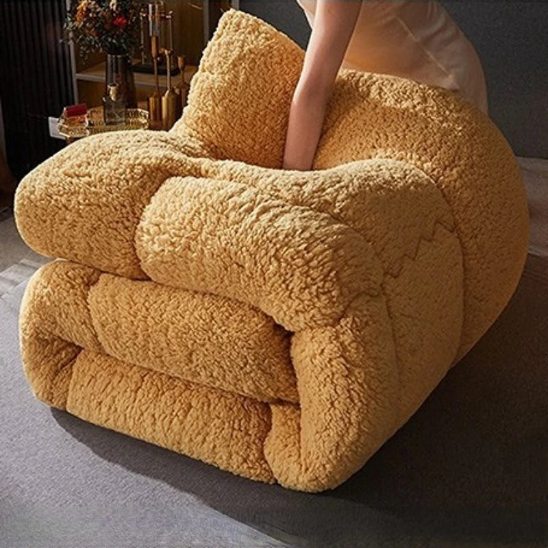 Camel Color Double Mattress Thickened Lamb Warm Winter Mattress 200 * 220cm