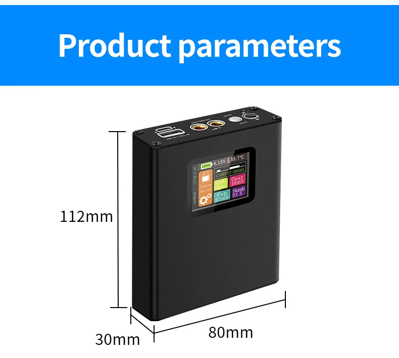 Portable Design 30-speed Spot Welder with Digital Color Screen Display, Li-ion Battery 0.1~0.25-18650mm