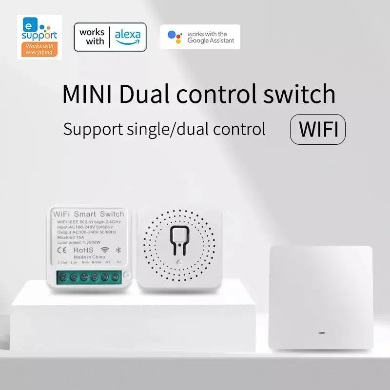 EWeLink WIFI Smart Switch DIY Module Wireless Voice Control 16A Mini DIY Light Breaker 2 Way Control Switch Alexa Google Home