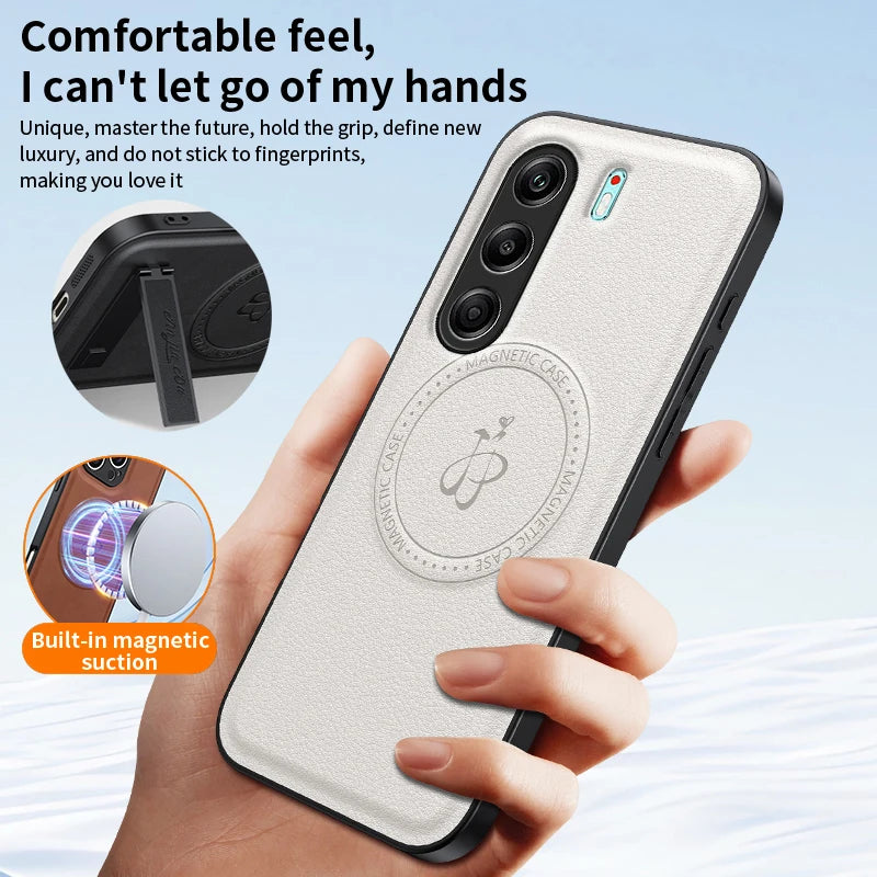 For Tecno Camon 40 Pro 4G 5G Magnetic Wireless Charging Leather Phone Case Shockproof Silicone Lens Protect Cover Cases Bracket