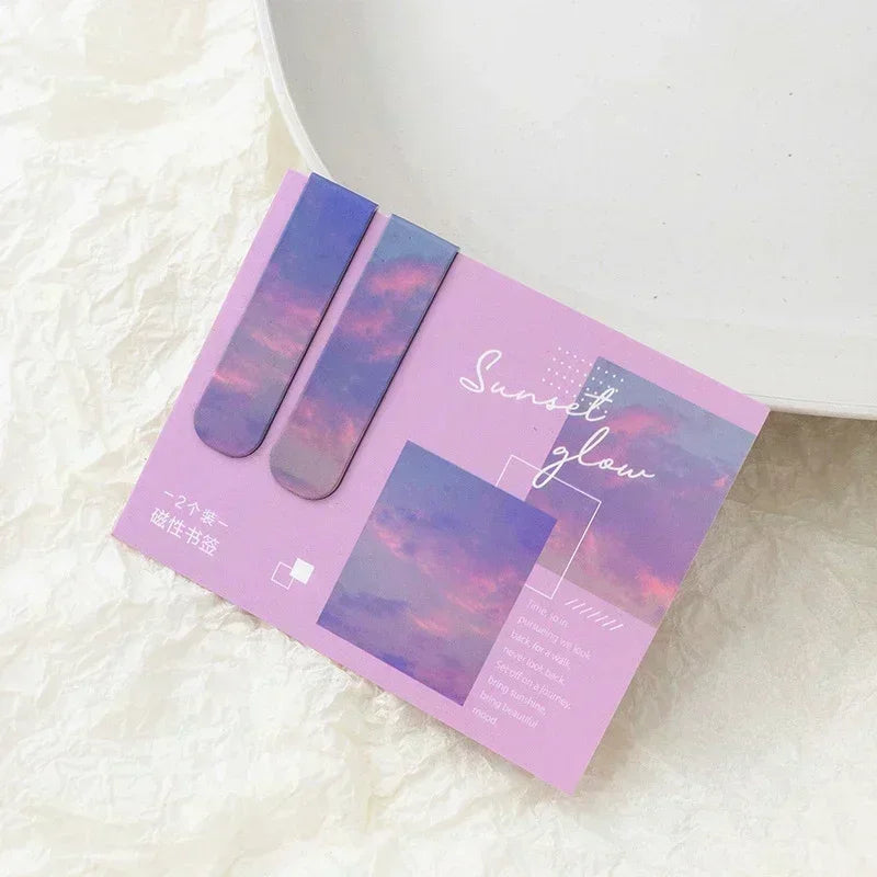 2pcs/set Fantasy Clouds Bookmarks Kawaii Magnetic Book Clips Reading Items Page Holder Korean Stationery Office Supplies