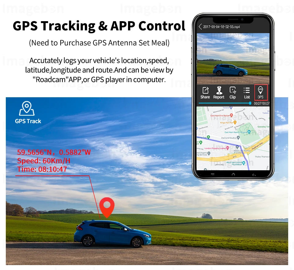 Imagebon 10.26" Wireless CarPlay & Android Auto Dash Cam ADAS 4K DVR Bluetooth Audio AUX GPS Navigation Dashboard Video Recorder