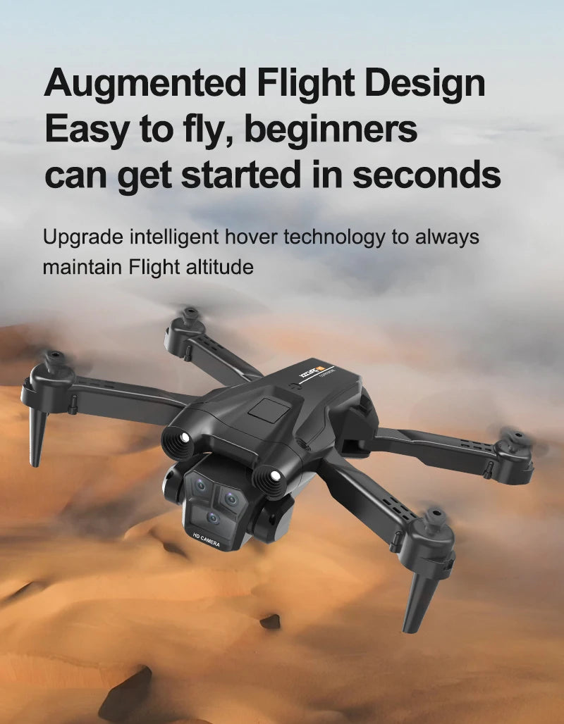 KBDFA New M4 RC Drone 4K Professinal With Wide Angle Triple HD Camera Foldable RC Helicopter WIFI FPV Height Hold Toy Drone