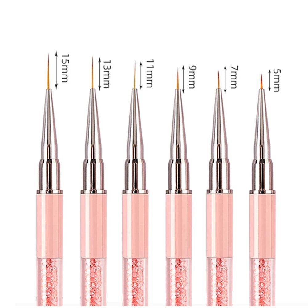 Pink Nail Art Brushse Pen Lines Stripe Flower Painting Drawing Pen Acrylic UV Gel Extension Grids Nail Brush Manicure Tools 1PCS