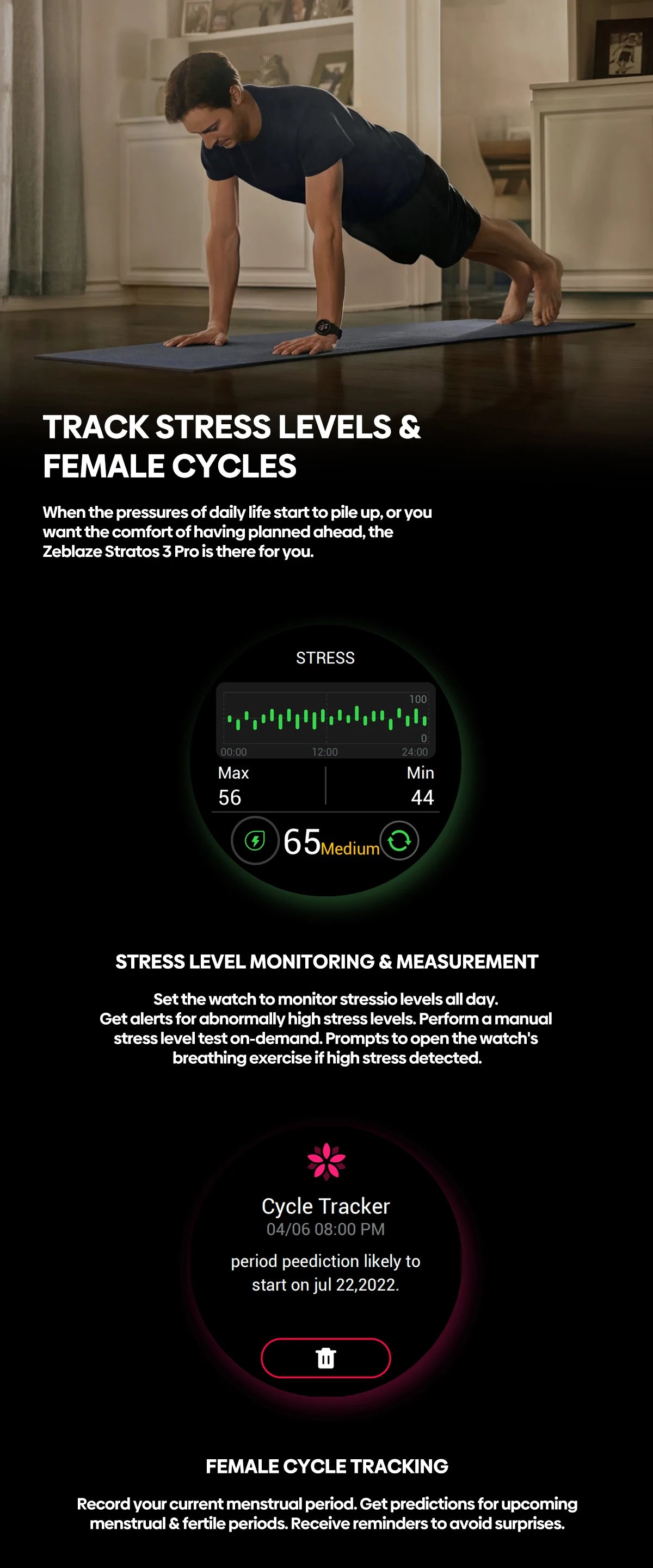 [2024 World Premiere] Zeblaze Stratos 3 Pro GPS Smart Watch Built-in GPS 1.43'' AMOLED Display Bluetooth Phone Calls For Man