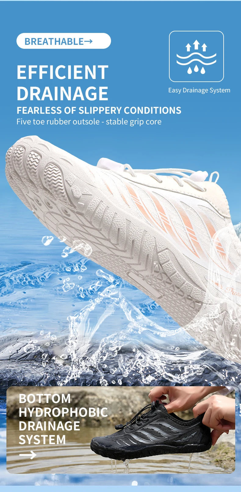 New Arrival Water Shoes Qiuck-Dry Aqua Shoes Men Women Outdoor Beach Swimming Wading Breathable Five-Finger Sneakers Size 36-46