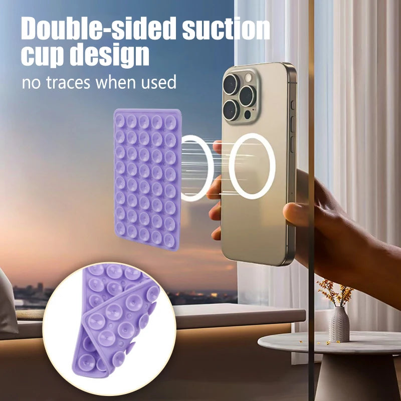 Double Sided Silicone Suction Cup Multicolor Strong Adhesive Stand For iPhone 11 12 13 14 15 16 Pro Max Detachable Phone Holder