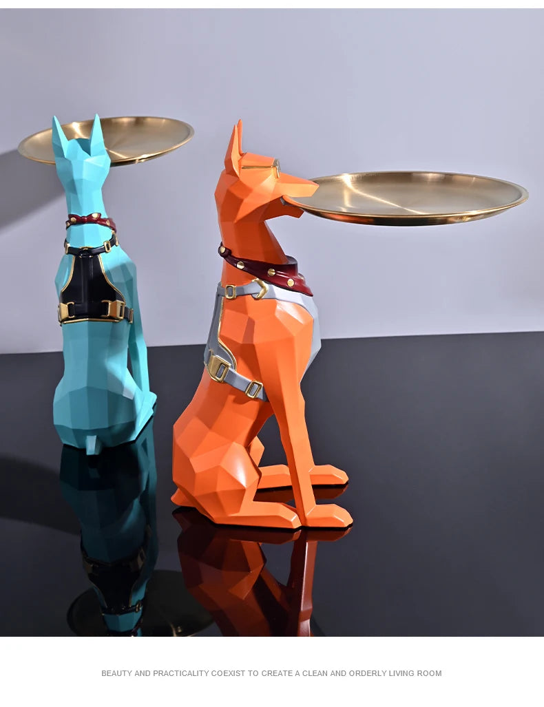 Design Tray dog Statue Butler Tray for Key Box Home Ornaments Animal Figurines Office Decoration Resin dog Sculpture decor Rooms