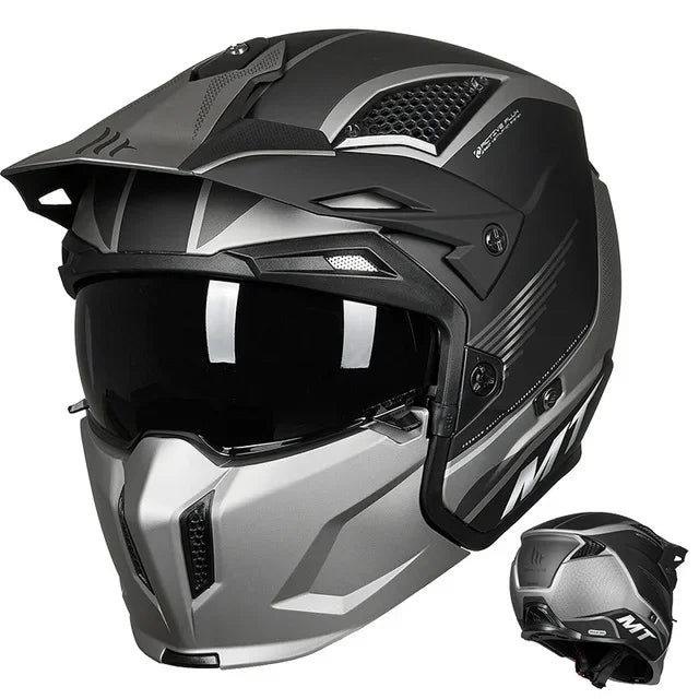 Spanish MT Streetfight Motorcycle Helmet Retro Street Fighter Combination  Four Seasons Detachable Full Face