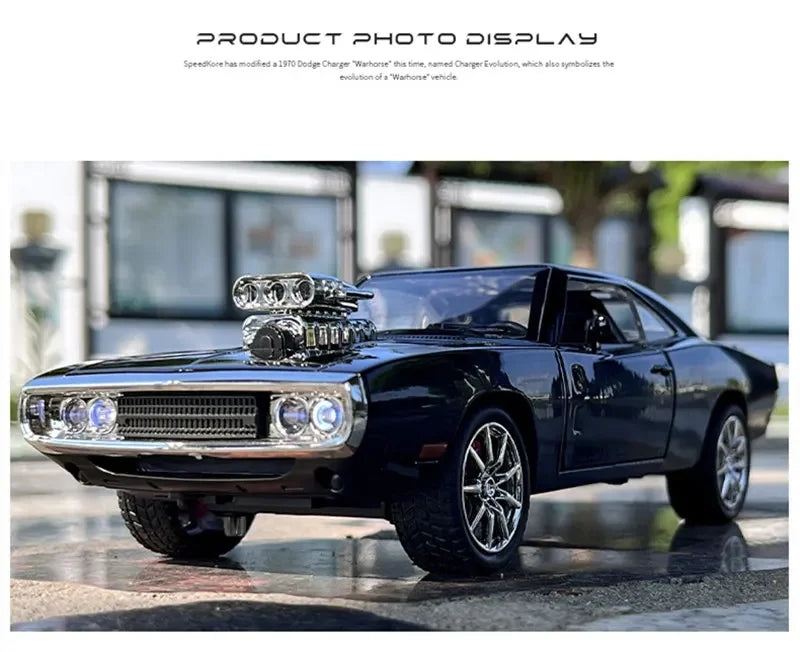 New 1:24 Challenger 1970 Fast & Furious 7 Alloy Car Model Diecasts Toy With Sound and Light Vehicles Decoration Toy For Kid Gift