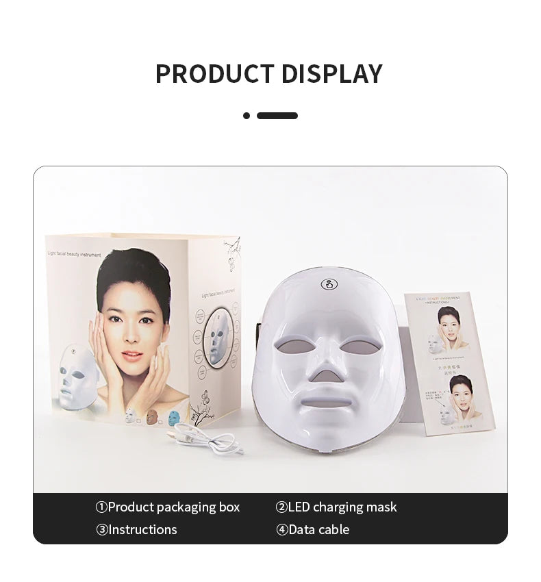 LED Facial Mask Red Light Therapy Photon Anti-Acne Wrinkle Removal Skin Rejuvenation Whitening Spa Mask Face Beauty Devices