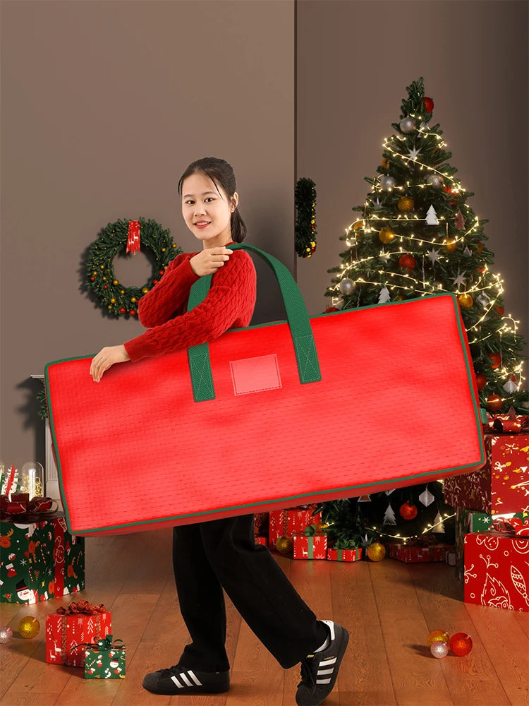Christmas tree storage bag Durable Christmas tree waterproof dust insects and damp with zipper strap handle red