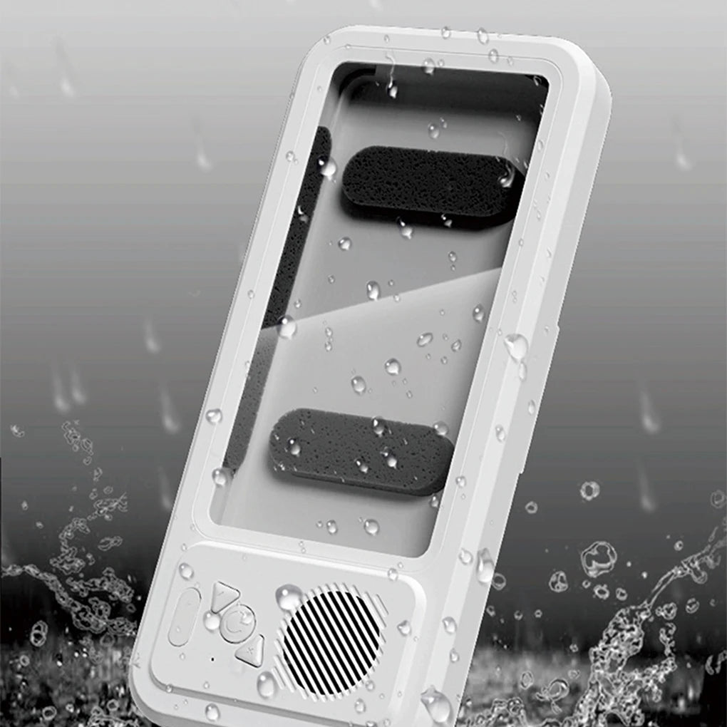 Shower Phone Holder with Bluetooth Speaker 360 Rotation Wall Phone Mount for Shower Waterproof Anti Fog for 4-6.9" Phones