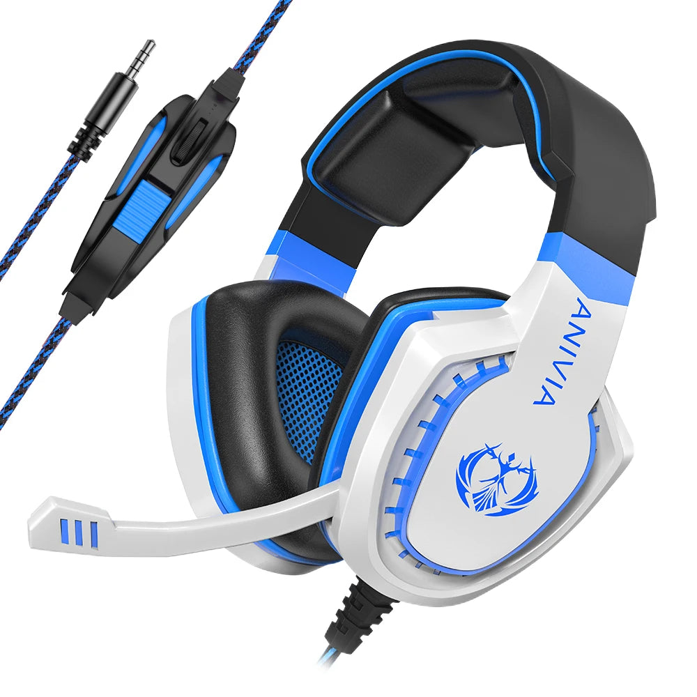 Headphones wired Gaming Headset Noise Isolating Overear Headphone with Mic.Volume Control Bass Surround for PC PS4 PS5 XBOX