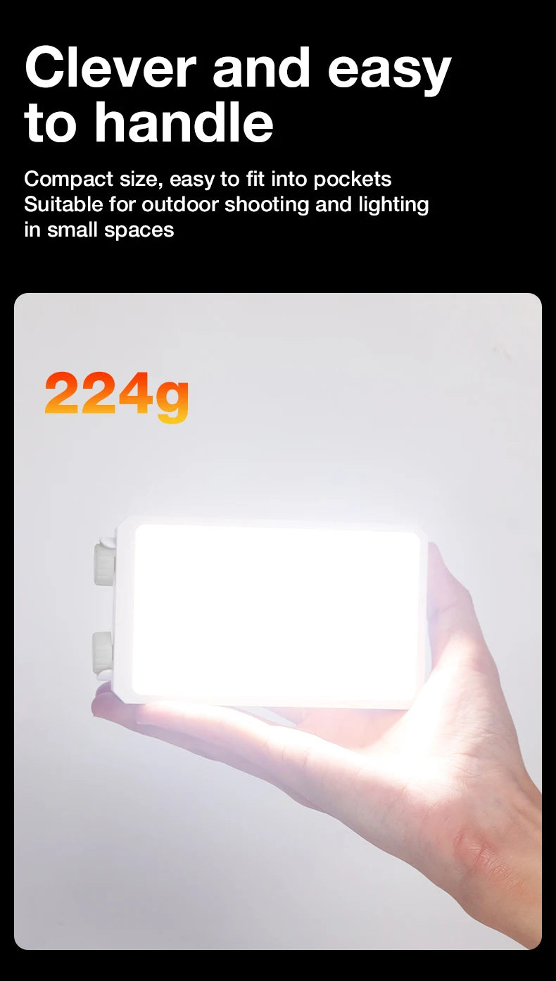 40W LED Camera Light CRI/TLCI 96+ 2700-6200K Bi-Color 6400mAh Photo Studio Video Lamp Handle Portable onCamera Photography Light