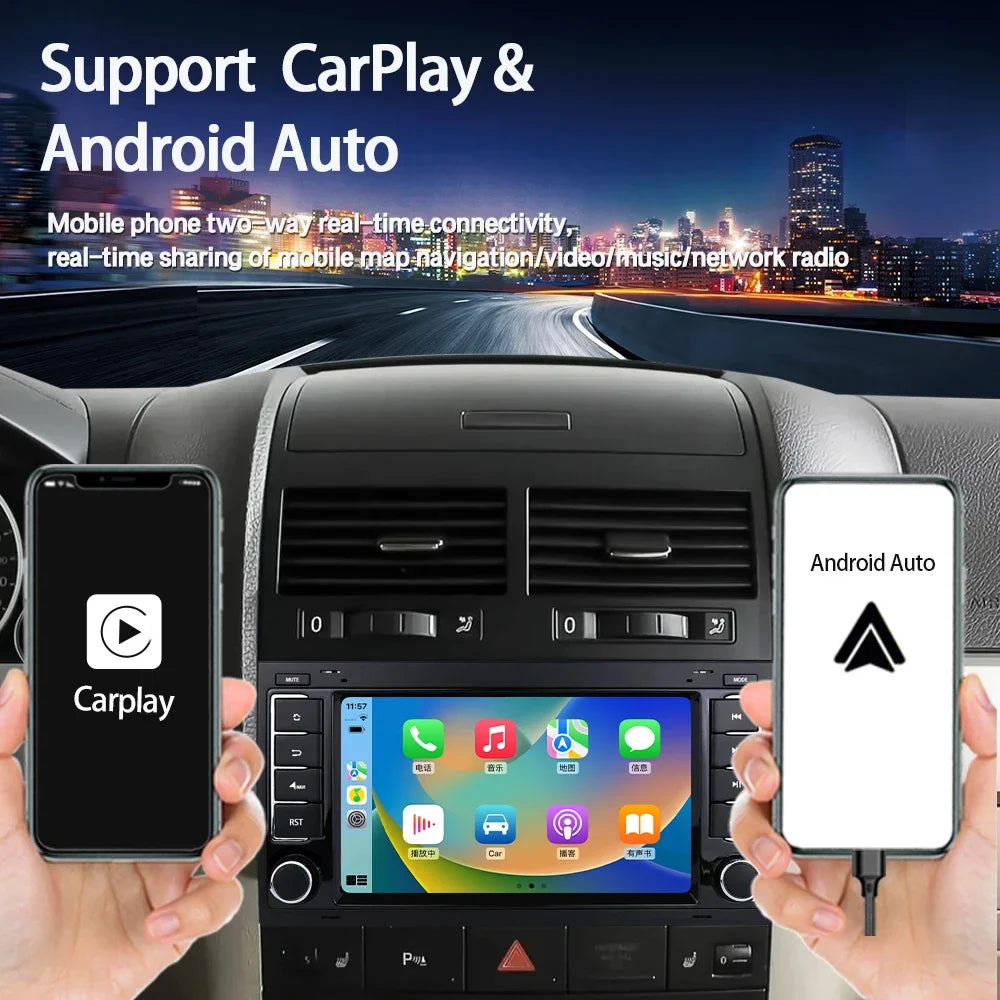 LELV 7" Android 13 Touch Screen Car Radio For Volkswagen VW Touareg Multivan T5 Transporte 2004-2011 Multimedia Player Carplay