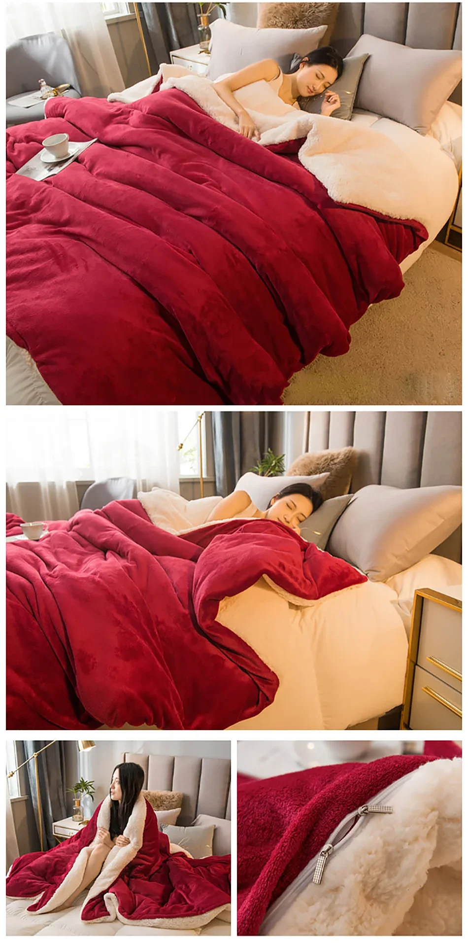 Wool Throw Blanket Keep Warm Winter Bed Blankets Double Sided Queen Duvet Cover Camping Double Bed Cover Bedspread On The Bed