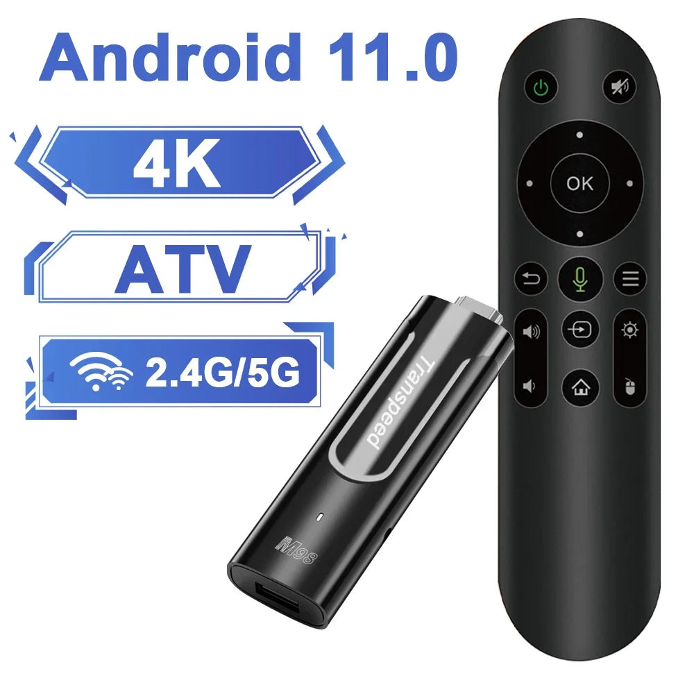 Transpeed ATV Android 11 TV Stick Amlogic S905Y4 With TV Apps BT5.0 Dual 100M Wifi 2GB DDR4 Support 4K Video 3D Smart TV