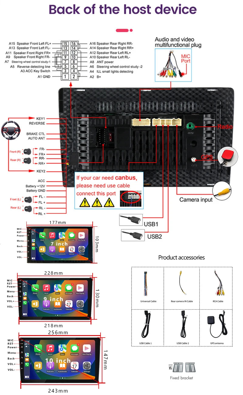 Android 13 2 Din Car Radio Autoradio 64G 7"/9"/10" Universal WIFI GPS Car Audio Multimedia Player For Hyundai Nissan Toyota Kia