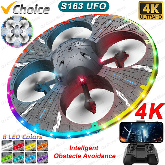 S163 RC Drone 4K Professional HD Camera Foam UFO Obstacle Avoidance Aircraft Altitude Hold Light Surrounding Gifts Toys