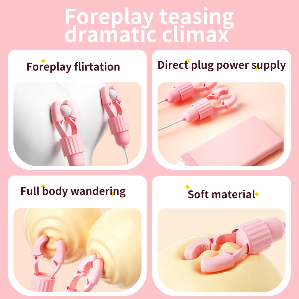 Nipple Vibrator Vibrating Clamps Clitoral Clip Breast Massage Clitoral Stimulation Masturbator Female Sex Toy for Women Adult18+