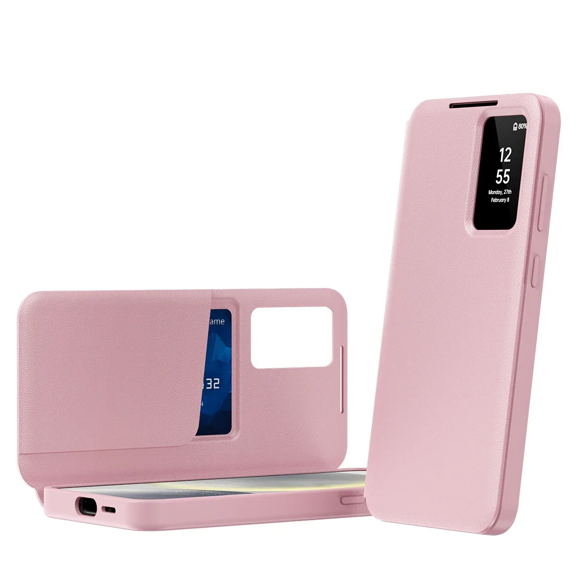 Smart Window View Leather Flip Case for Samsung Galaxy S26 S25 S24 S23 Ultra Plus No-flip Answering Card Holder Slot Book Cover