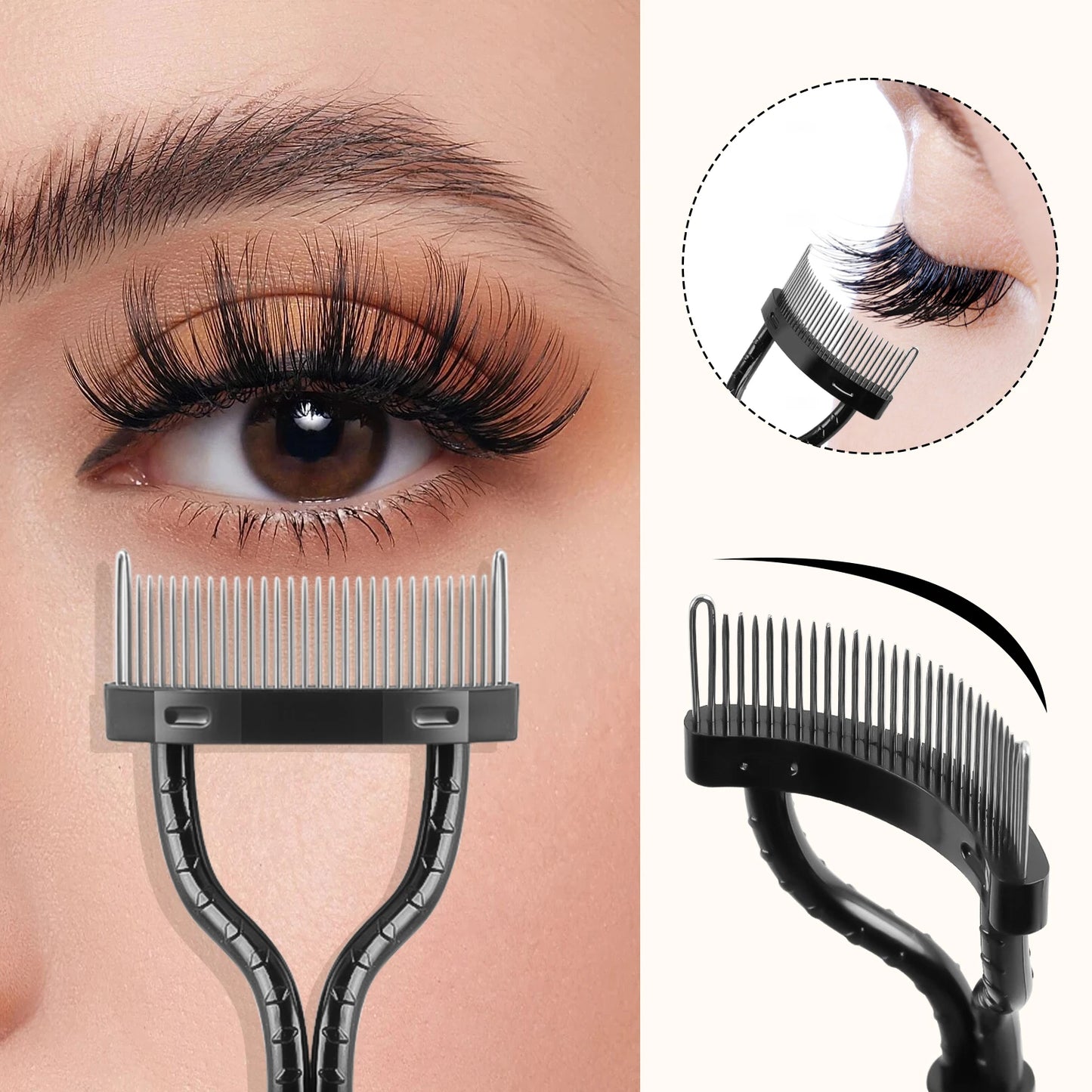 1-pack eyelash comb, eyelash separator - curved design, curling eyelashes to fit the eye shape, makeup tool with protective case