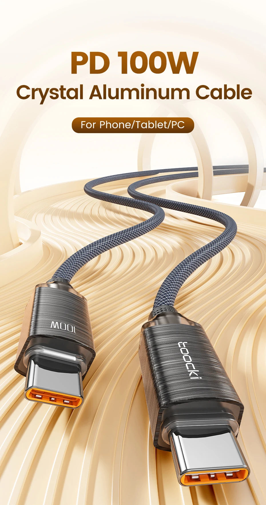 Toocki USB Type C to Type C Cable 100W Fast Charging for iPhone 15 Pro Max MacBook Samsung Galaxy Huawei Xiaomi Oneplus POCO